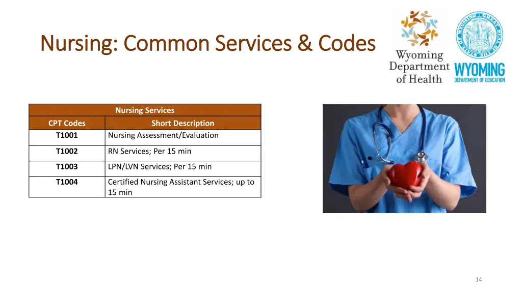 nursing common services codes nursing common