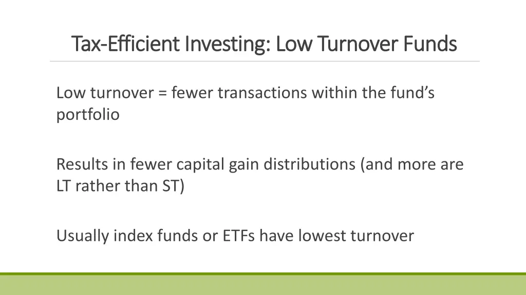 tax tax efficient investing low turnover funds