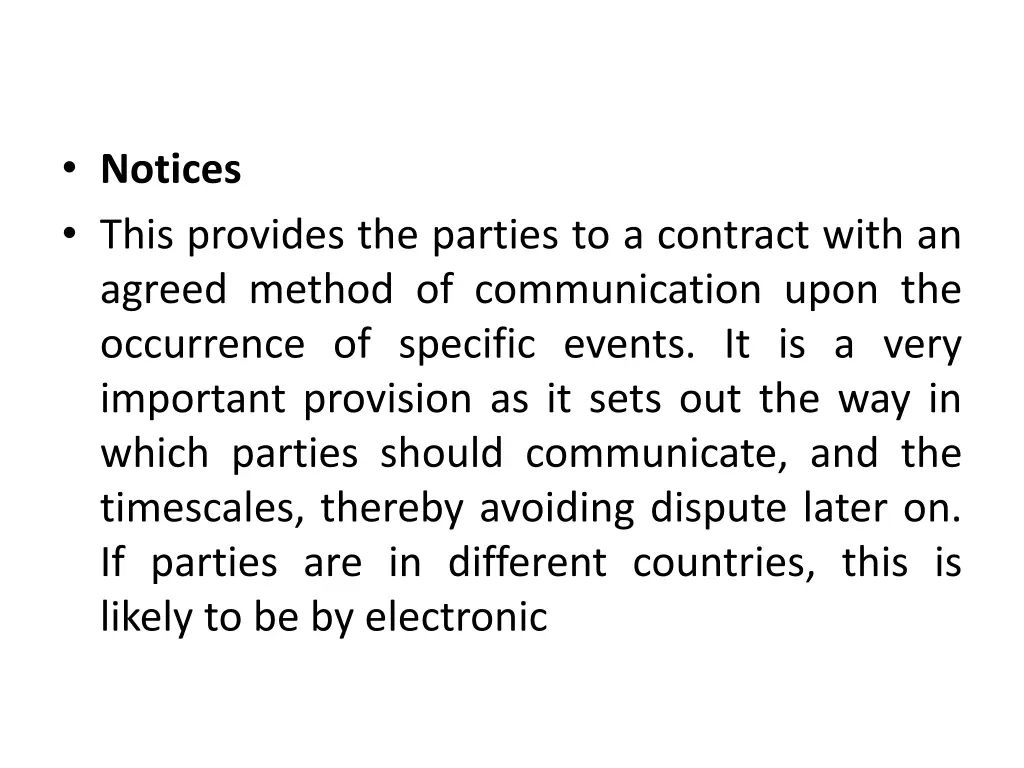 notices this provides the parties to a contract