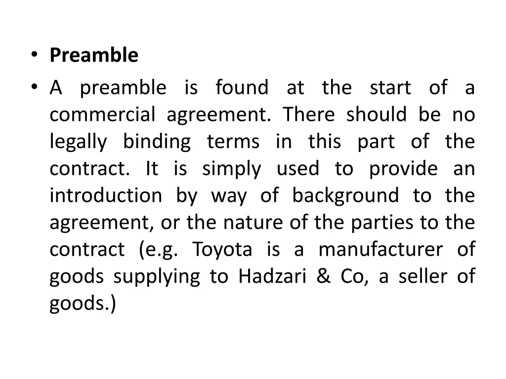 preamble a preamble is found at the start