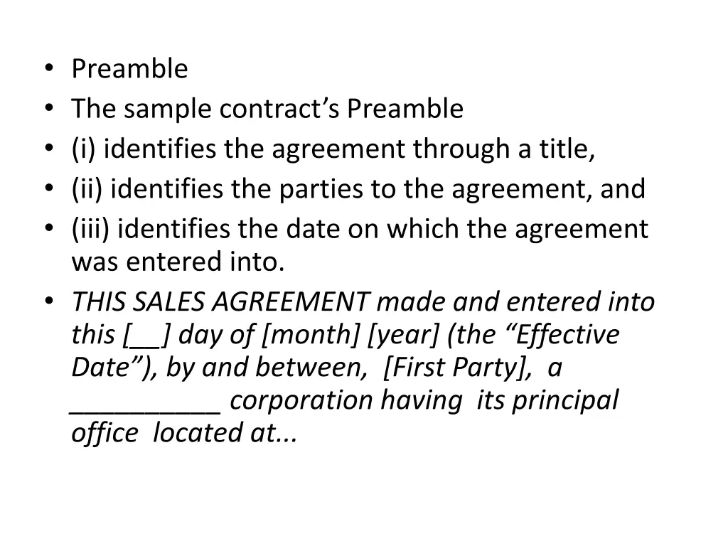 preamble the sample contract s preamble