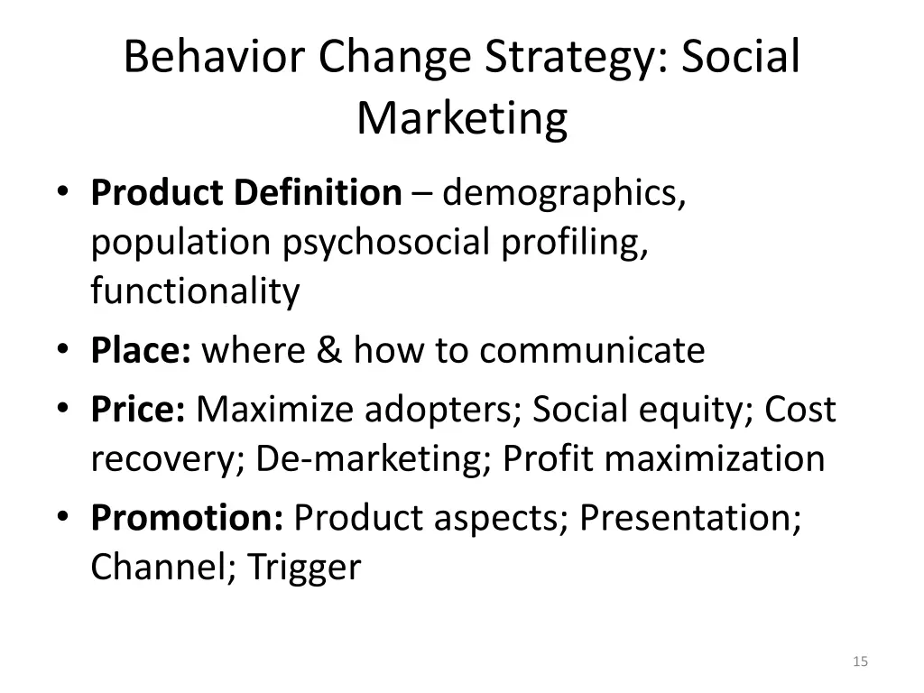 behavior change strategy social marketing