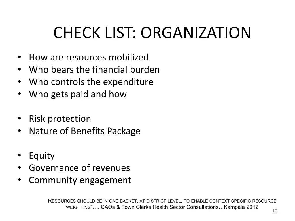 check list organization 1
