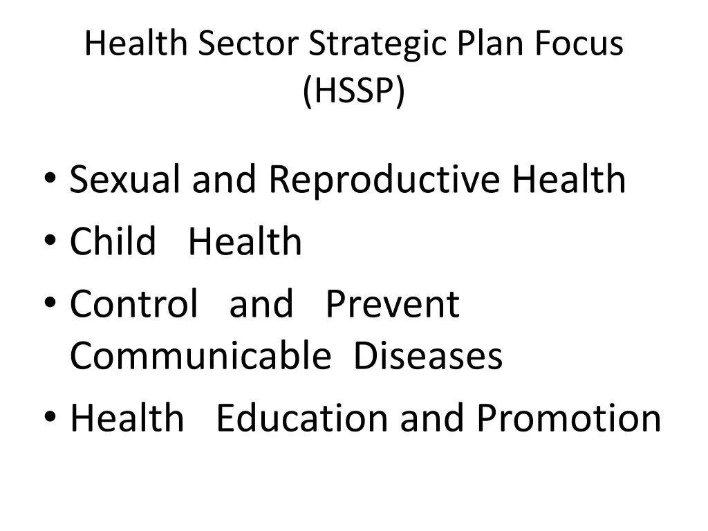 health sector strategic plan focus hssp