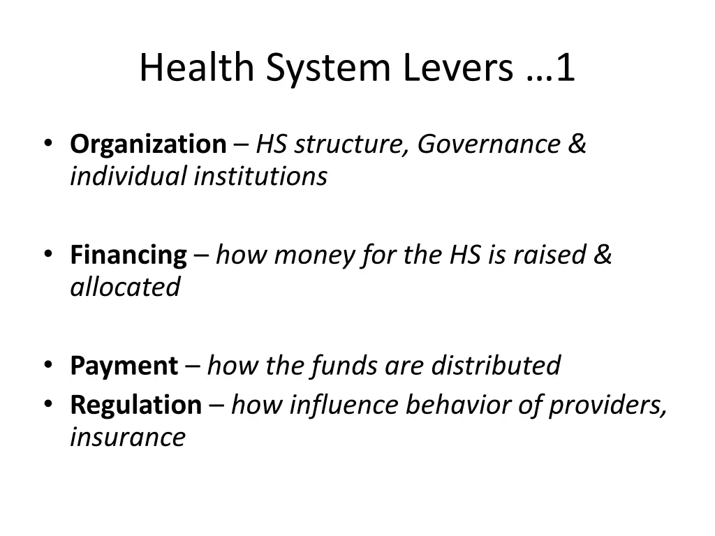 health system levers 1