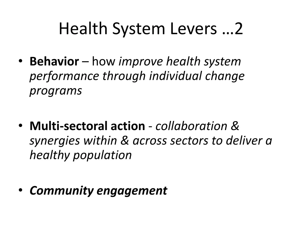 health system levers 2