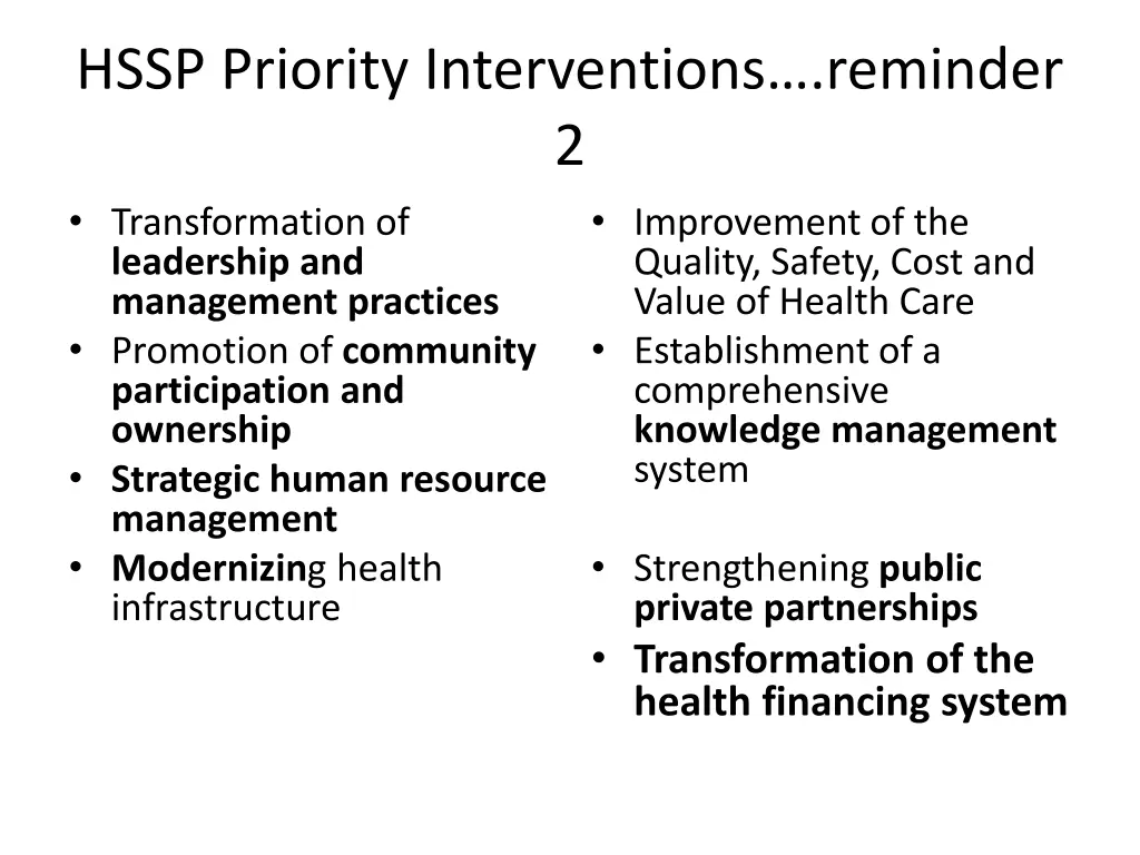 hssp priority interventions reminder