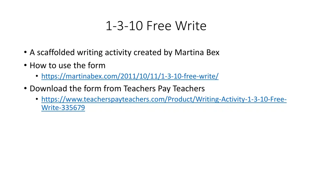 1 3 10 free write
