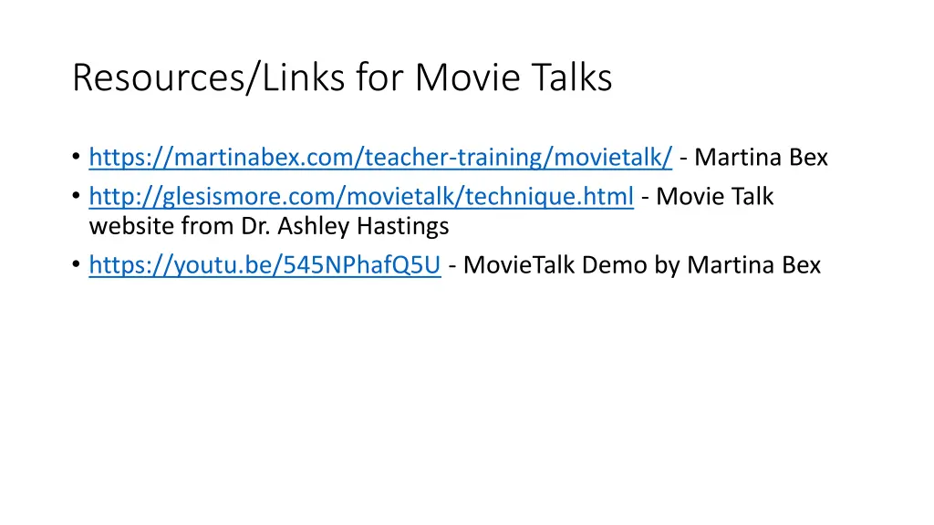resources links for movie talks