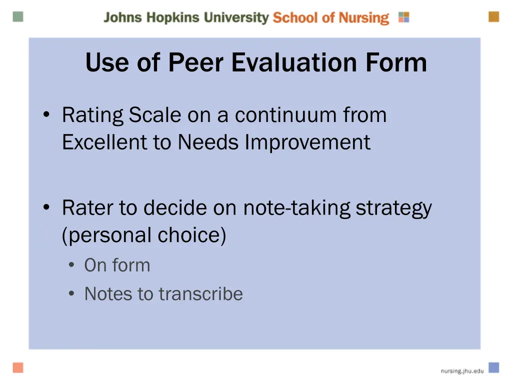 use of peer evaluation form