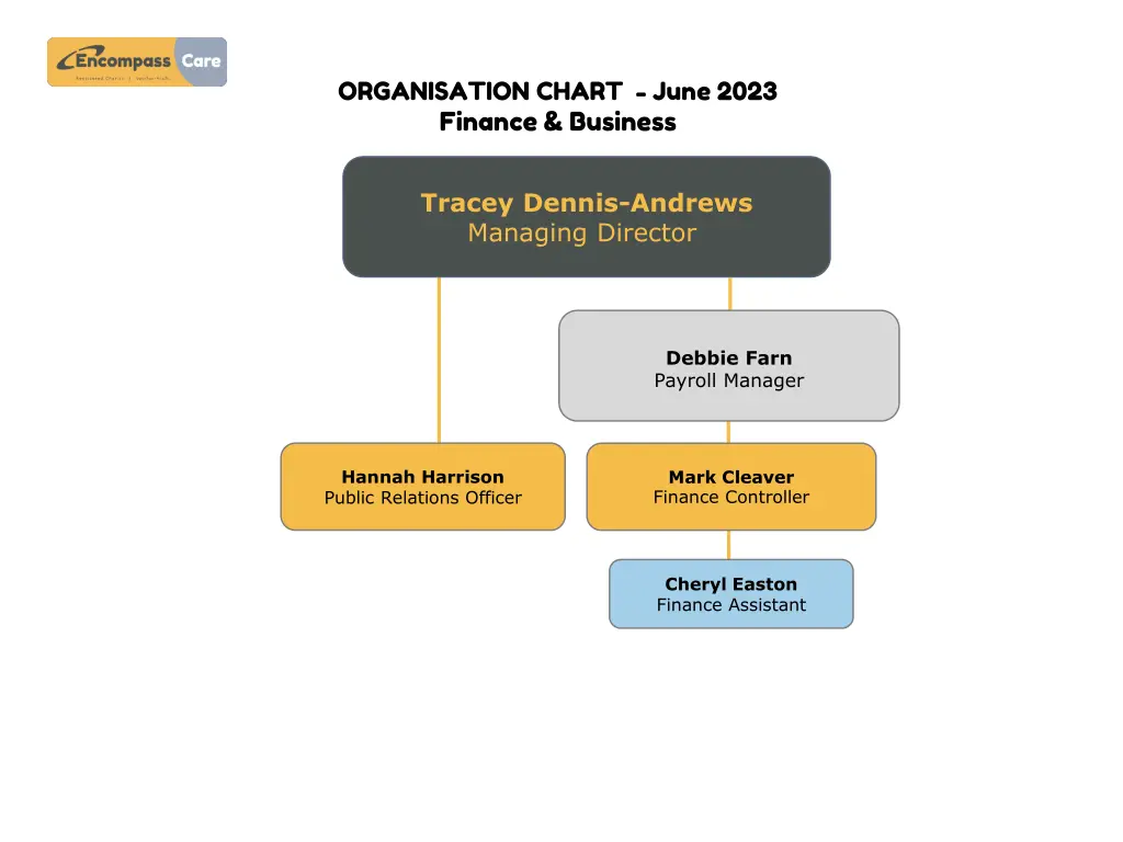 organisation chart june 2023 finance business