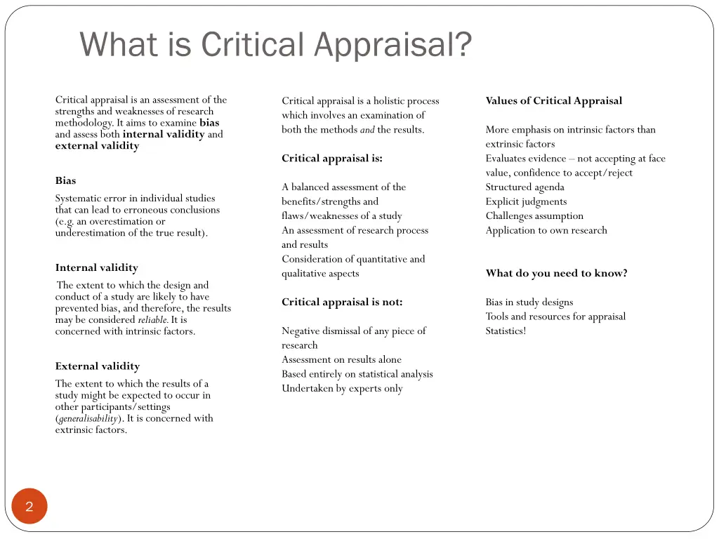what is critical appraisal