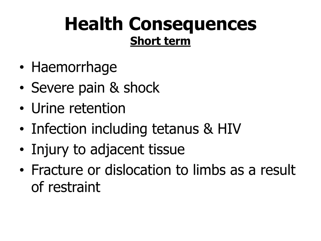 health consequences short term