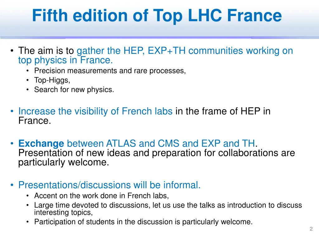 fifth edition of top lhc france