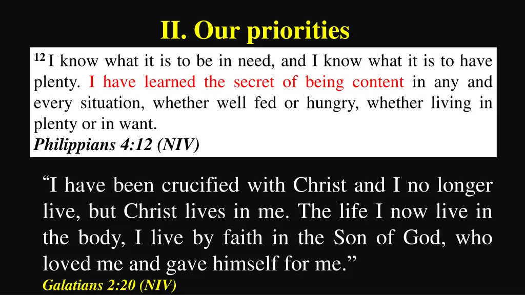 ii our priorities