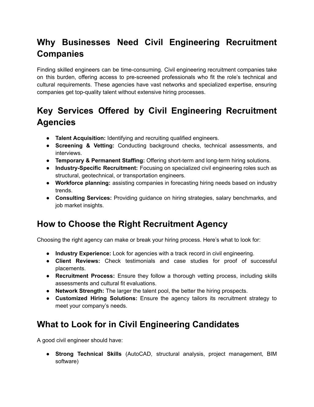 why businesses need civil engineering recruitment