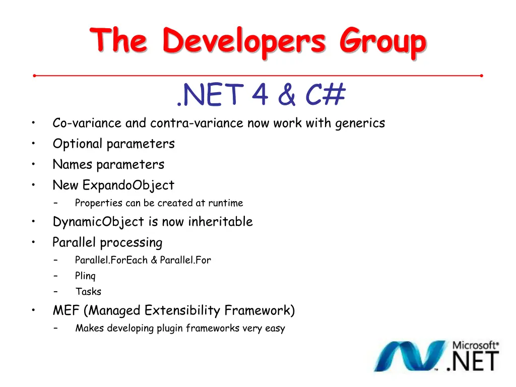 the developers group net 4 c co variance