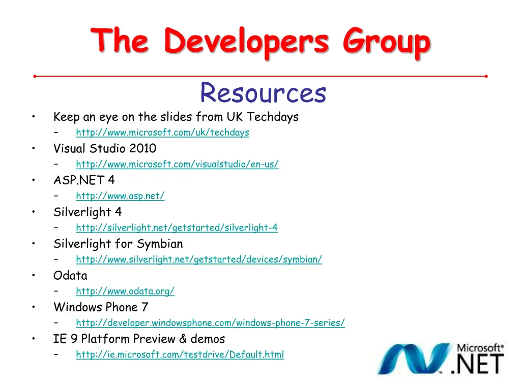 the developers group resources keep