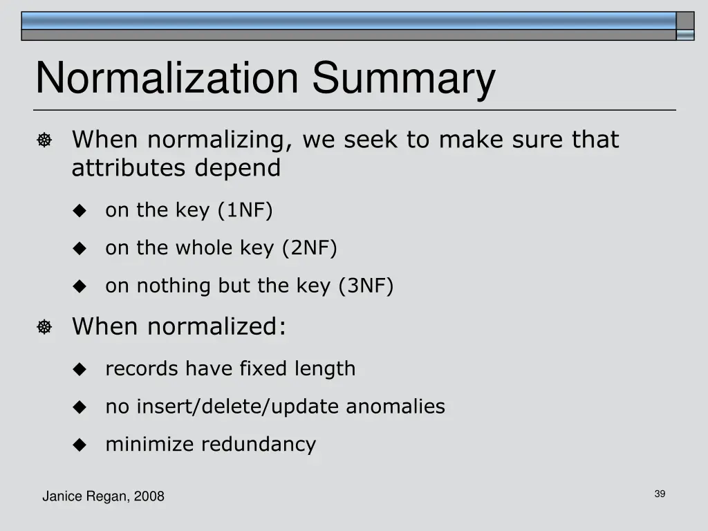 normalization summary