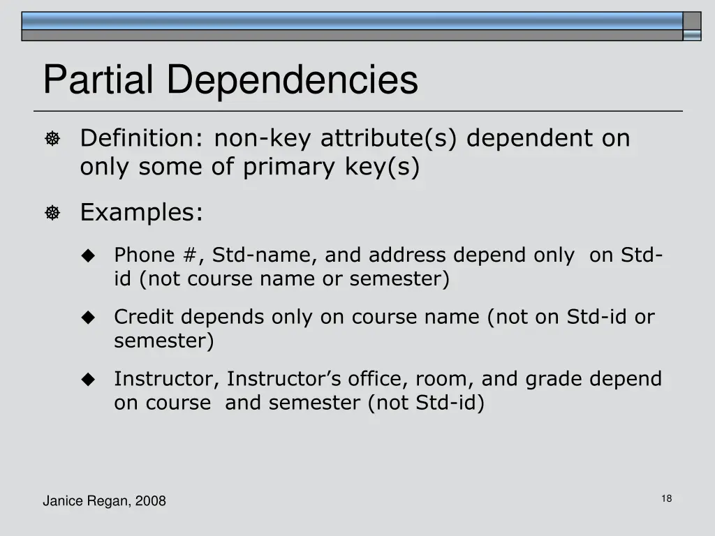 partial dependencies