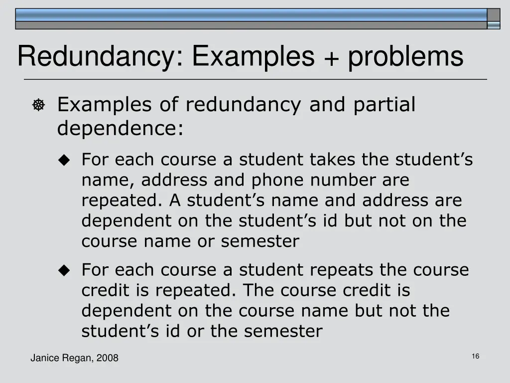 redundancy examples problems