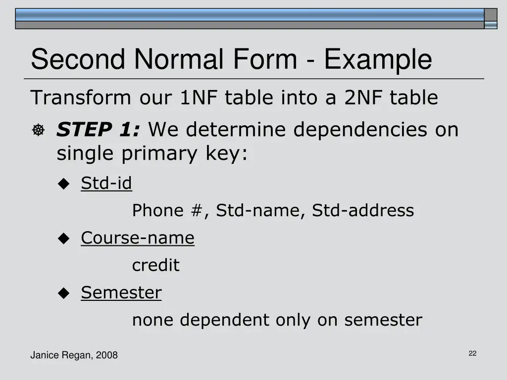 second normal form example transform