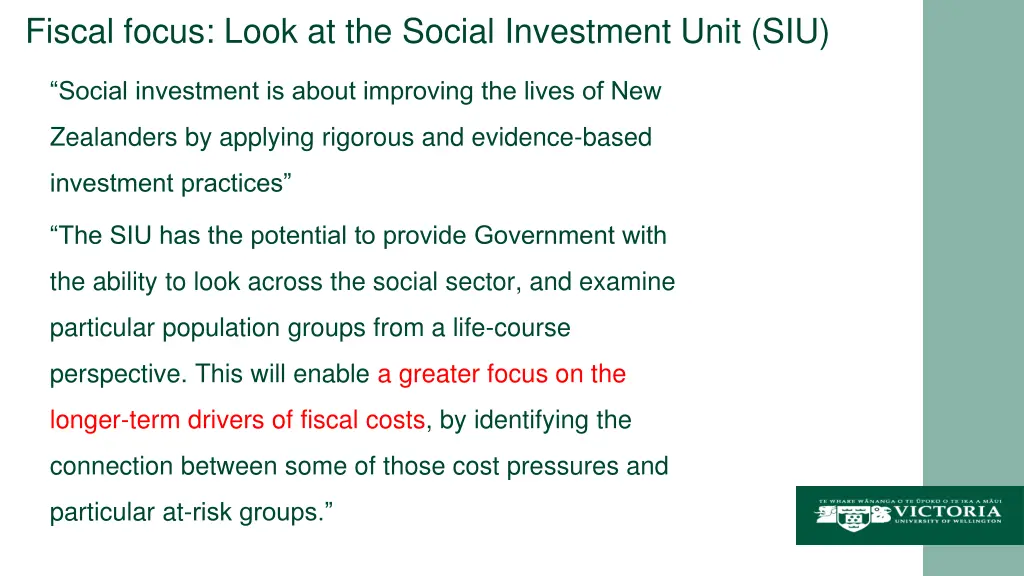 fiscal focus look at the social investment unit