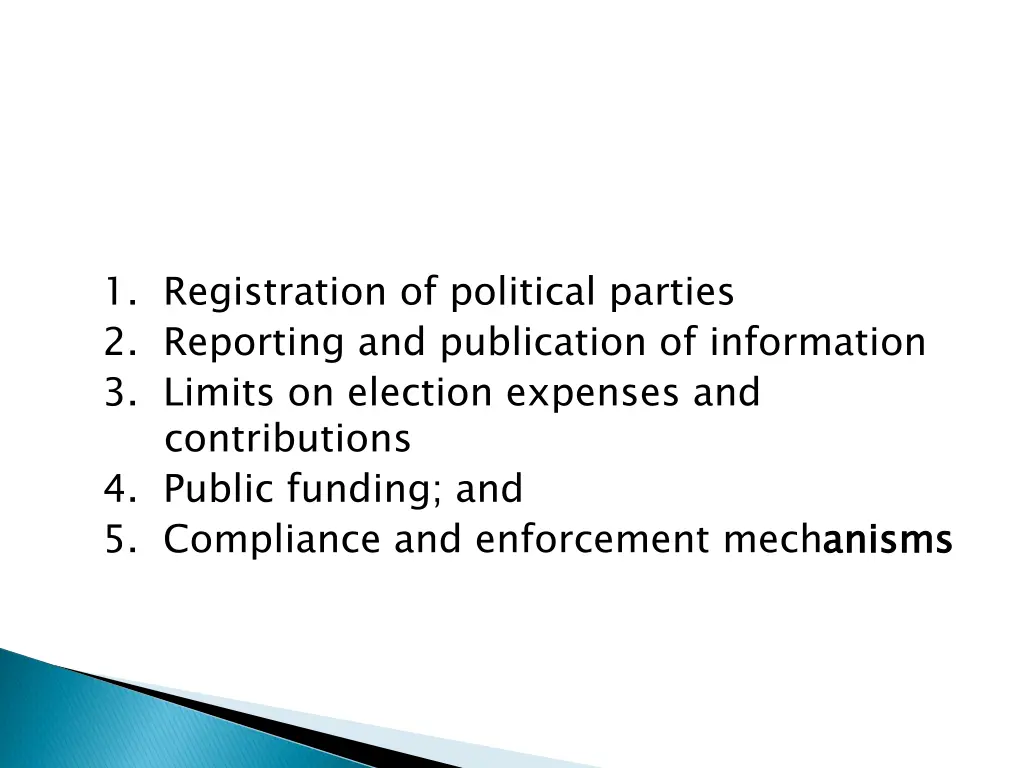 1 registration of political parties 2 reporting