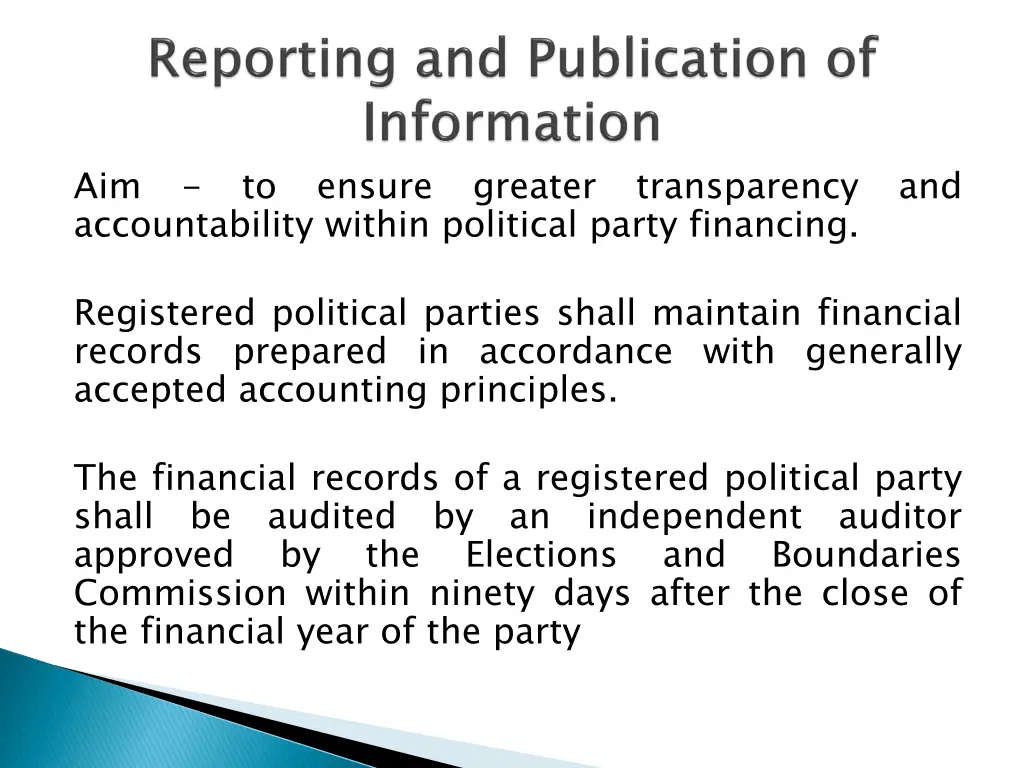 aim accountability within political party