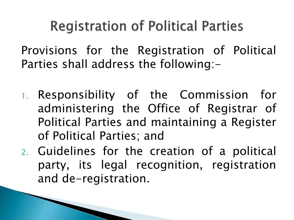 provisions for the registration of political