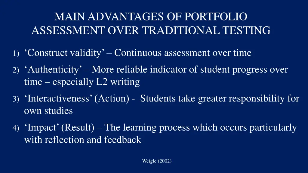 main advantages of portfolio assessment over