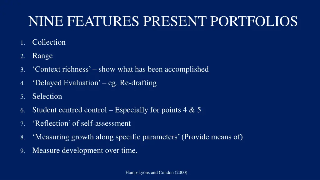 nine features present portfolios