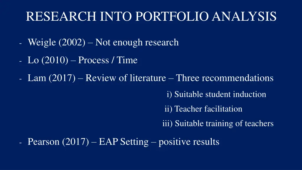 research into portfolio analysis