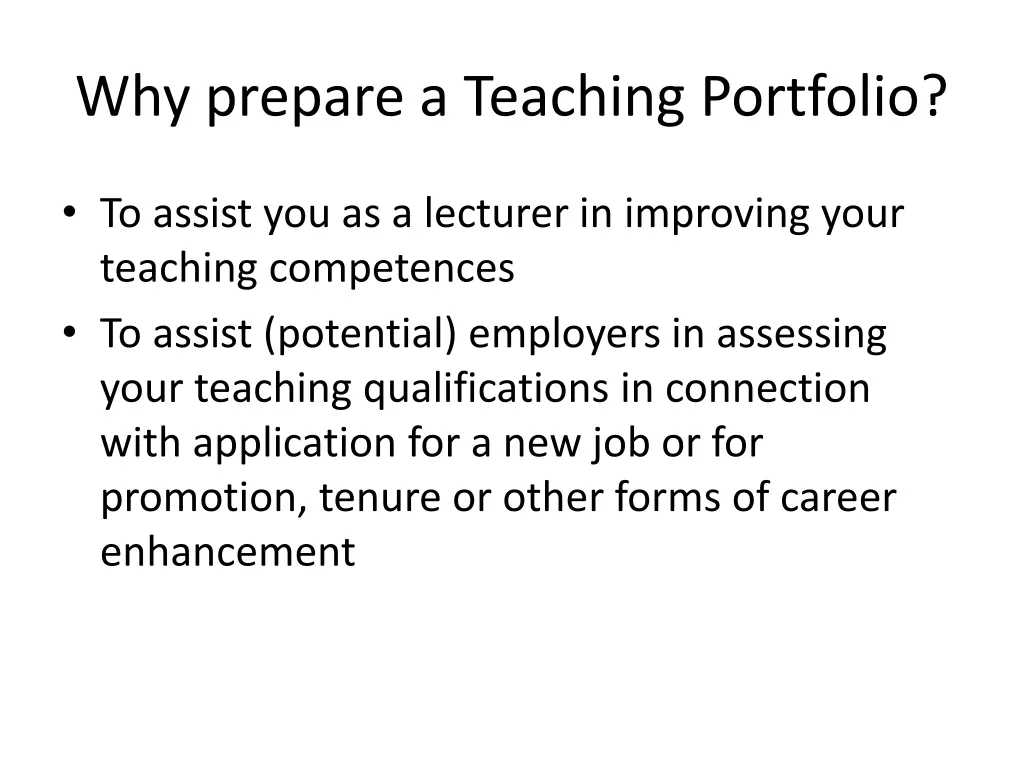 why prepare a teaching portfolio