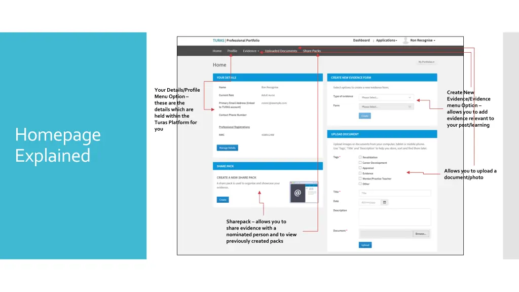 your details profile menu option these