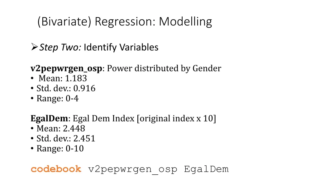 bivariate regression modelling 2