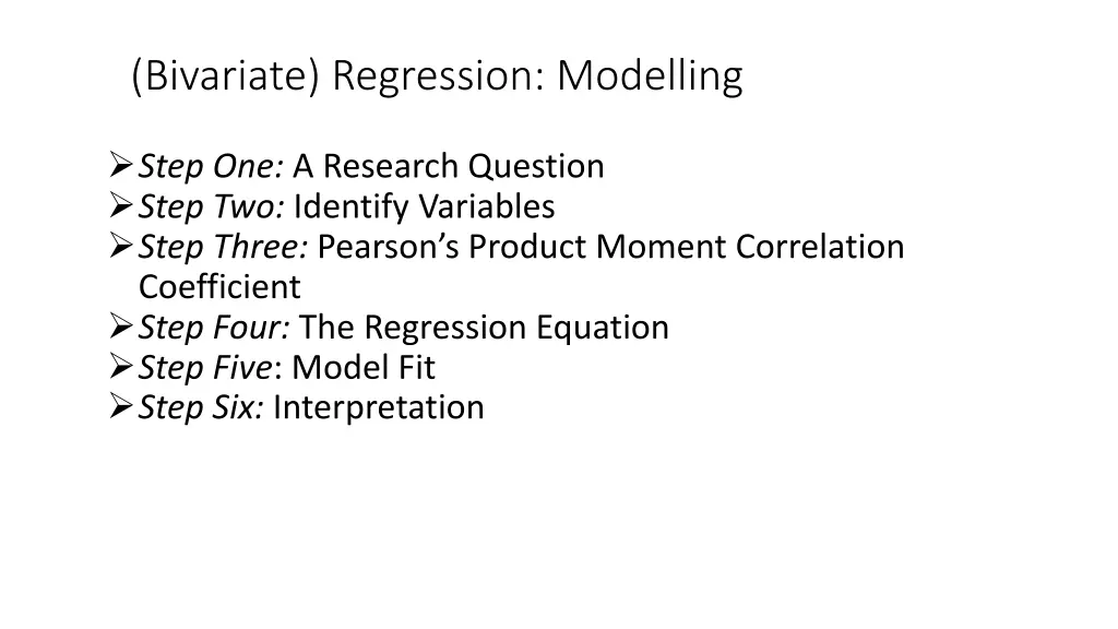 bivariate regression modelling