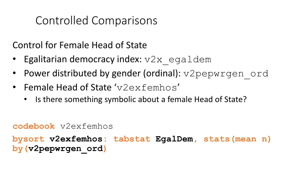 controlled comparisons