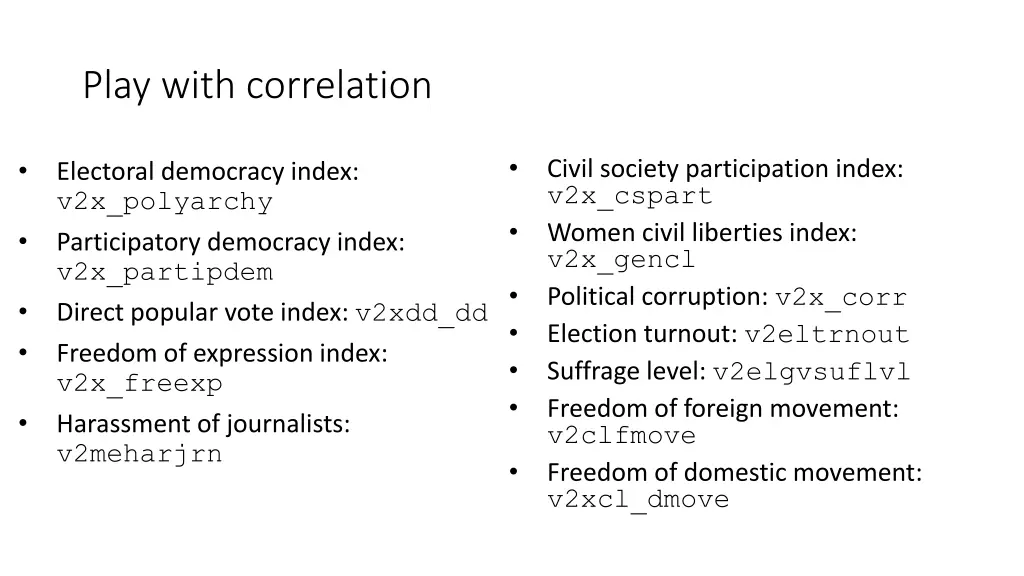 play with correlation