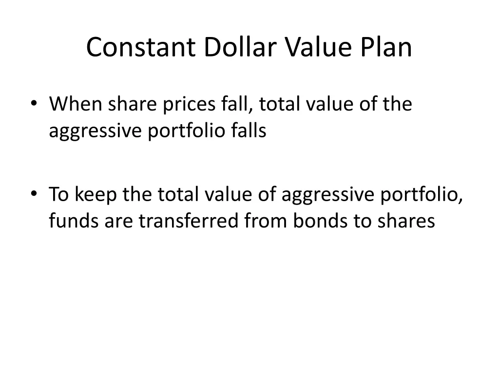 constant dollar value plan 1