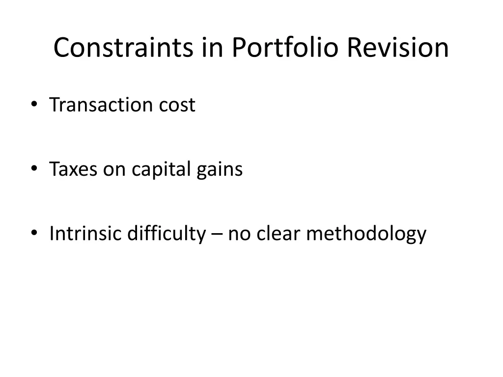 constraints in portfolio revision 1