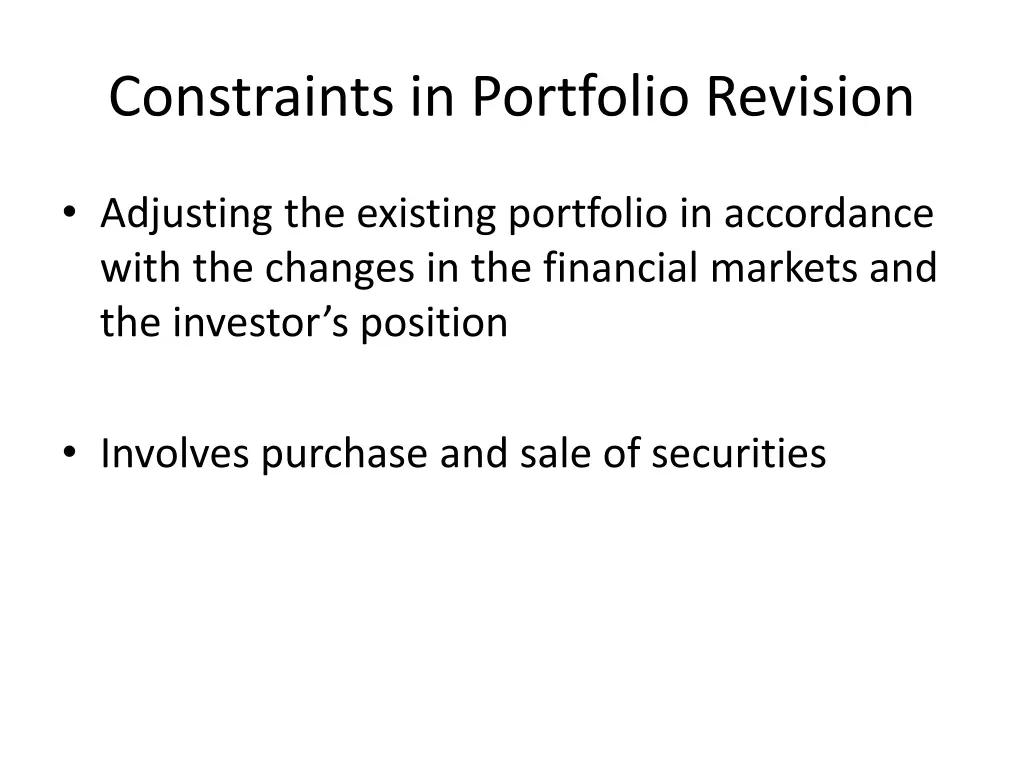 constraints in portfolio revision