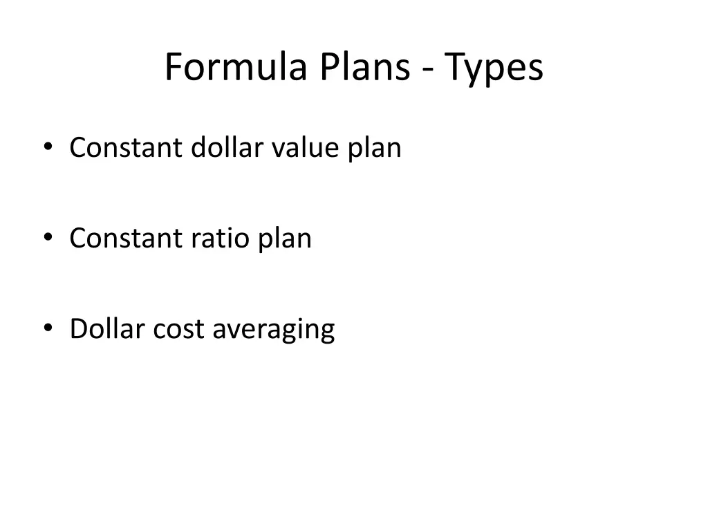 formula plans types