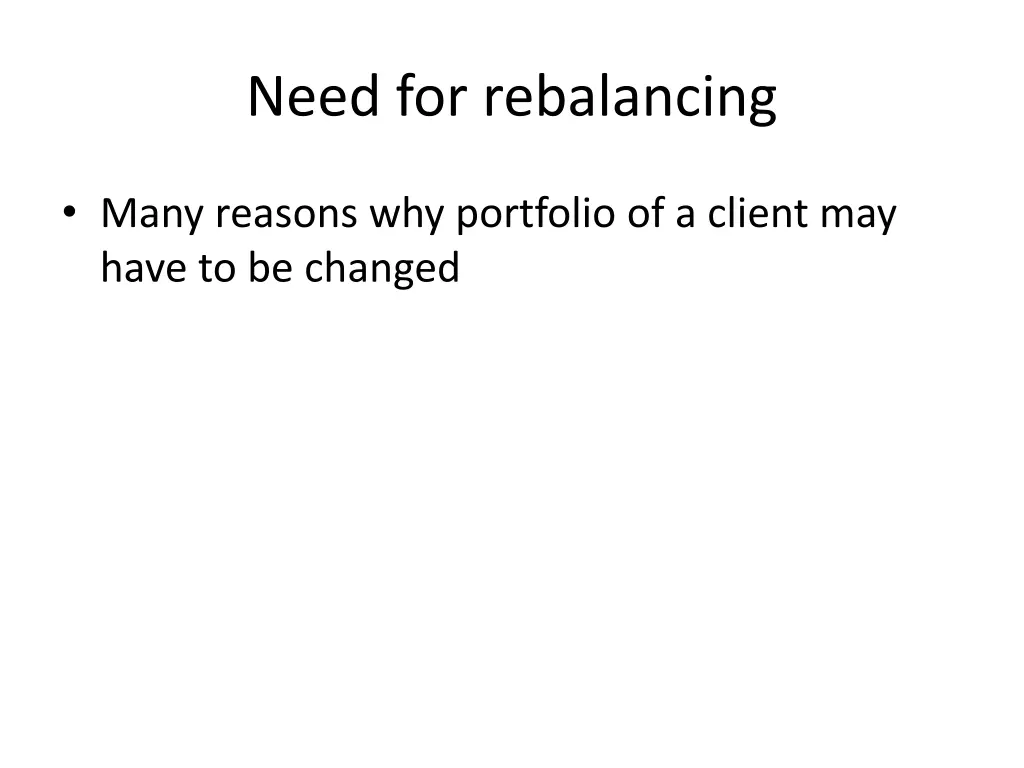 need for rebalancing