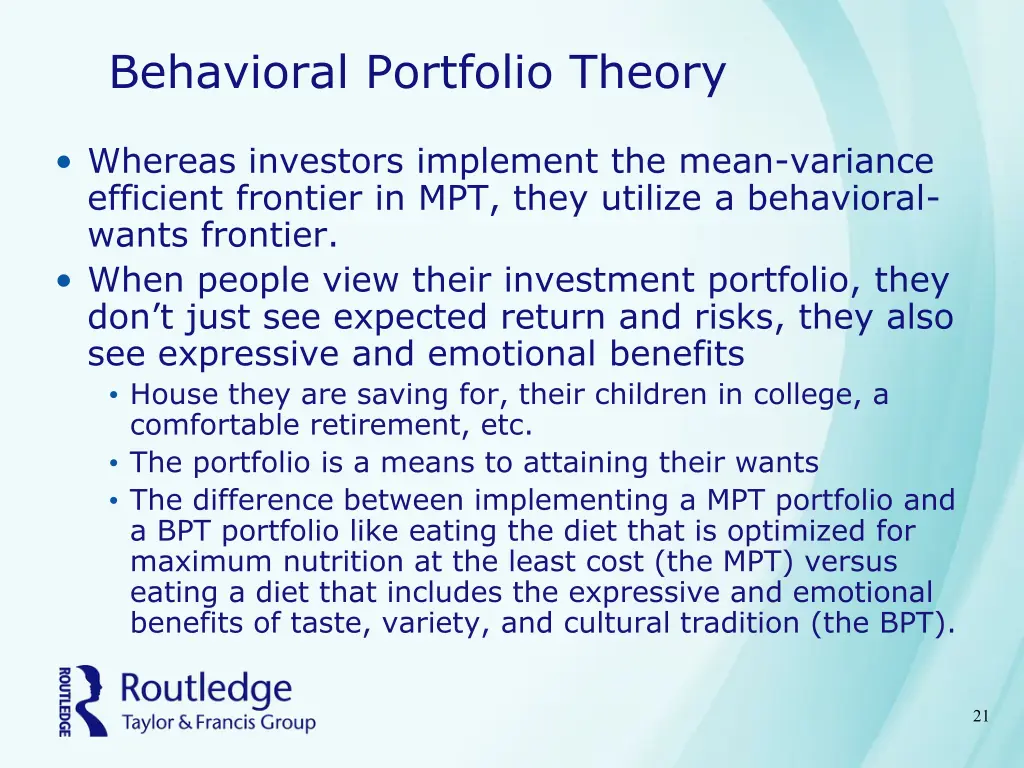 behavioral portfolio theory