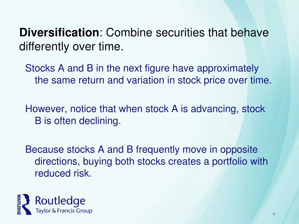 diversification combine securities that behave