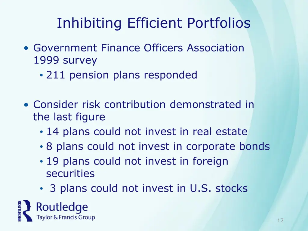 inhibiting efficient portfolios