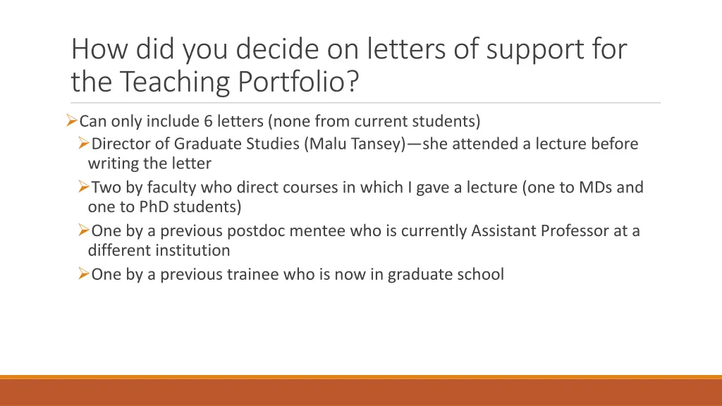how did you decide on letters of support 2