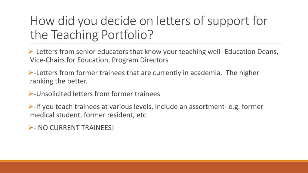 how did you decide on letters of support 3
