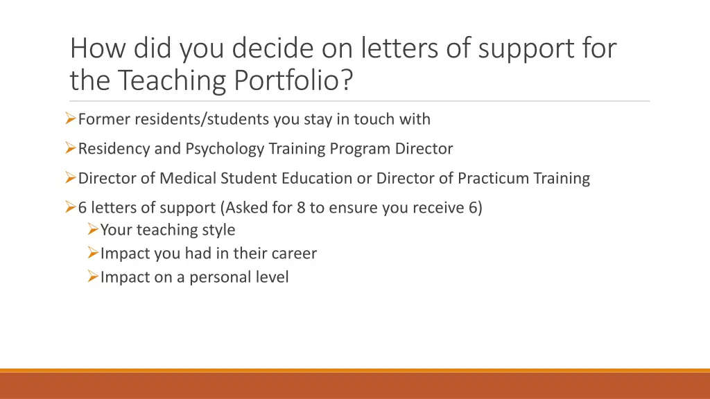 how did you decide on letters of support
